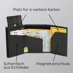 Afbeelding in Gallery-weergave laden, 43693613252874;Scheinfach aus Echtleder;Unser Cardholder verfügt über ein elegantes Echtleder-Scheinfach und bietet Platz für bis zu vier zusätzliche Karten neben den sieben im Aluminium-Case.
