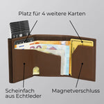 Afbeelding in Gallery-weergave laden, 43693613220106;Scheinfach aus Echtleder;Unser Cardholder verfügt über ein elegantes Echtleder-Scheinfach und bietet Platz für bis zu vier zusätzliche Karten neben den sieben im Aluminium-Case.
