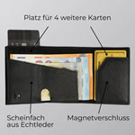 Afbeelding in Gallery-weergave laden, 52497381556490;Scheinfach aus Echtleder;Unser Cardholder verfügt über ein elegantes Echtleder-Scheinfach und bietet Platz für bis zu vier zusätzliche Karten neben den sieben im Aluminium-Case.
